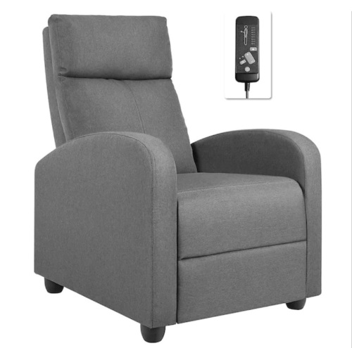 Gray Fabric Recliner Chair with Padded Seat and Massage Backrest - Lot 93