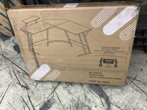 L Shaped Computer Desk with Monitor Riser  - Lot 258