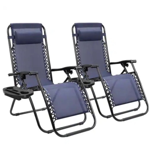 Dark Blue Zero Gravity Metal Lawn Chair, Set of 2  - Lot 116