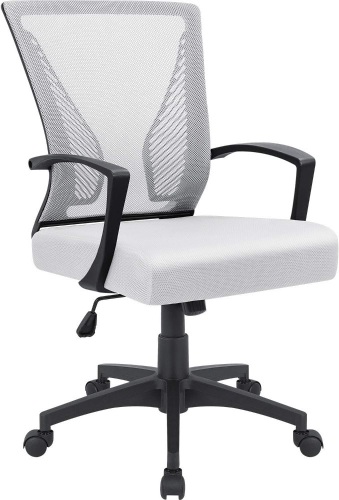 Mid Back Swivel Lumbar Support Desk Chair, Computer Ergonomic Mesh Chair with Armrest  - Lot 136