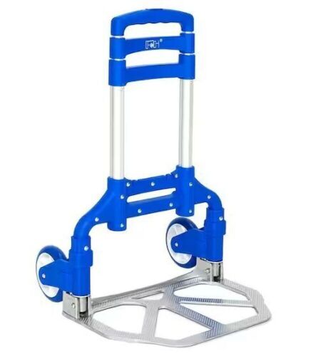 165 lbs. Capacity Aluminium Folding Dolly Push Hand Truck in Blue  - Lot 635