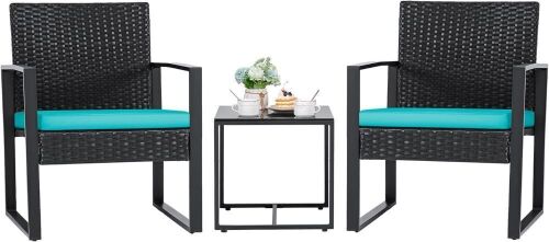 3 Pieces Outdoor Wicker Patio Furniture - Lot 755