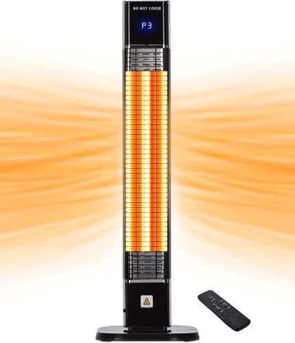 Mountman 35" Patio Heater with Remote, 3 Modes, 24H Timer, Carbon Fiber Heating Tube, Tip-Over & Overheat Protection, 1500W  - Lot 731