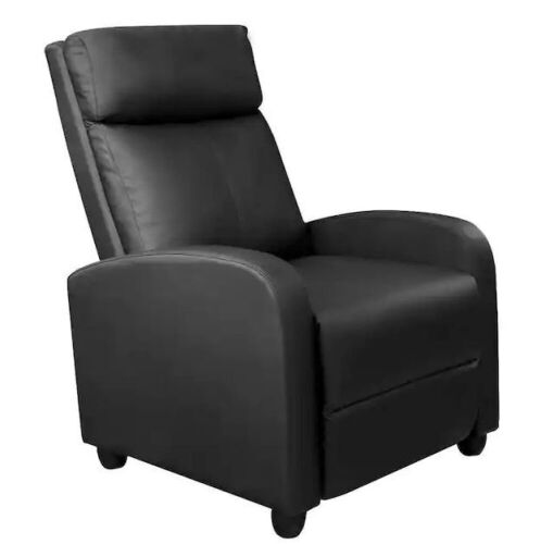 Black Recliner Chair Padded Seat PU Leather - Lot 382