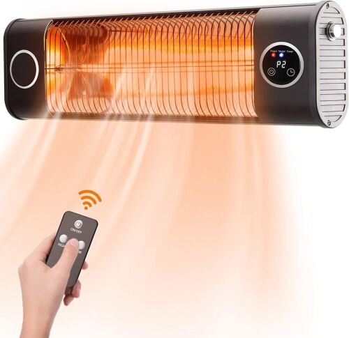 Wall-Mounted Electric Infrared Patio Heater with Remote, 9H Timer, 1500W  - Lot 627