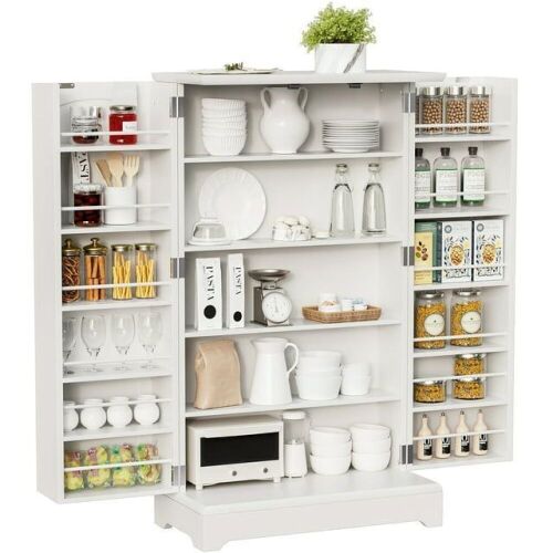 Pantry Storage Cabinet with Doors and Adjustable Shelves - Lot 748