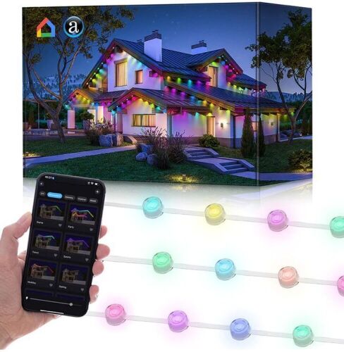 Smart RGBIC Permanent Outdoor Lights 100'  - Lot 471