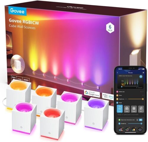 Govee RGBIC LED Cube Wall Sconces, 6 Pack  - Lot 481