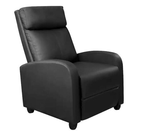 Black Single Recliner Chair Padded Seat PU Leather - Lot 190