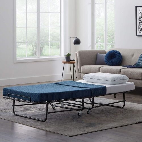 Lucid Rollaway Folding Guest Bed with 4 Inch Memory Foam Mattress, Cot Size Bed  - Lot 98