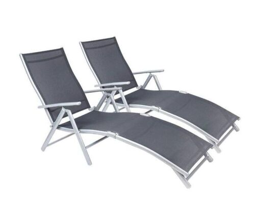 Adjustable Metal Folding Chaise Lounge Patio Chairs, Set of 2  - Lot 425