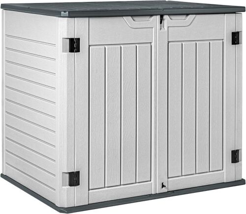 28 Cu Ft Horizontal Outdoor Resin Storage Cabinet - Cracked Top Corner  - Lot 70