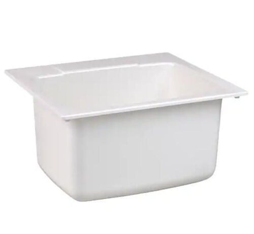 MUSTEE 22 in. x 25 in. x 13.75 in. Molded Fiberglass Drop in Utility Sink in White  - Lot 210