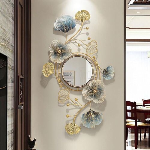 47In Metal Wall-Mounted Mirrors with Ginkgo Leaf  - Lot 612
