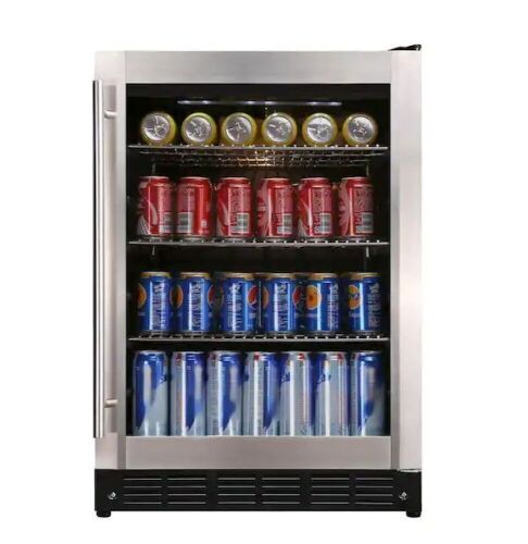 Magic Chef Beverage 23.4 in. 154 (12 oz.) Can Beverage Cooler, Stainless Steel - Dented   - Lot 12