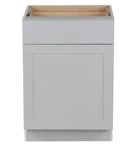 Hampton Bay Cambridge Gray Shaker Assembled Base Cabinet with Soft Close Full Extension Drawer, 24 in. W x 24.5 in. D x 34.5 in. H  - Lot 132
