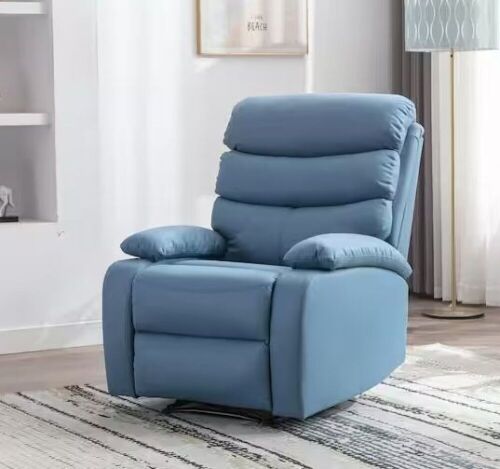 30.2 in. Blue Standard Manual Tech Faux Leather Recliner Chair with Padded Seat  - Lot 38