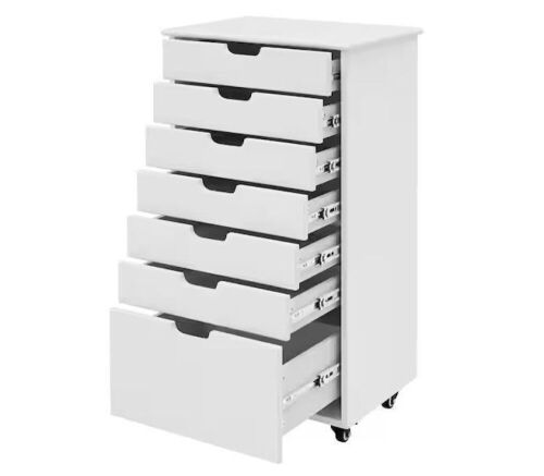 StyleWell Craft White Tall 7-Drawer Storage Cart  - Lot 65