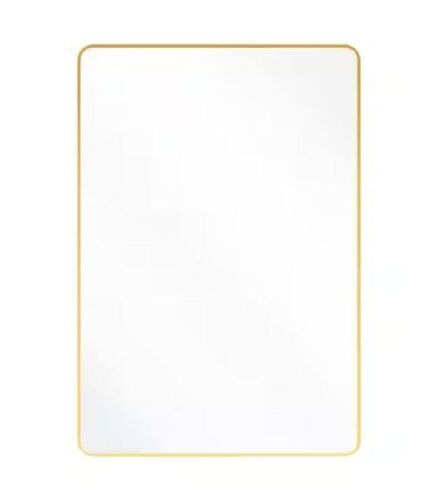 30 in. W x 47 in. H Rectangular Modern Aluminum Alloy Framed Rounded Gold Wall Mirror  - Lot 329