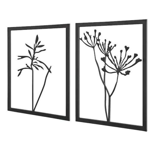 Kate and Laurel Malak Metal Framed Wall Art Set Black  - Lot 610