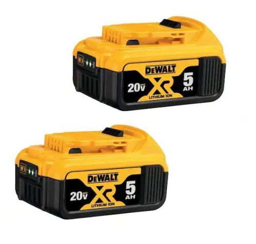DEWALT 20V MAX XR Premium Lithium-Ion 5.0Ah Battery Pack, 2 Pack   - Lot 50