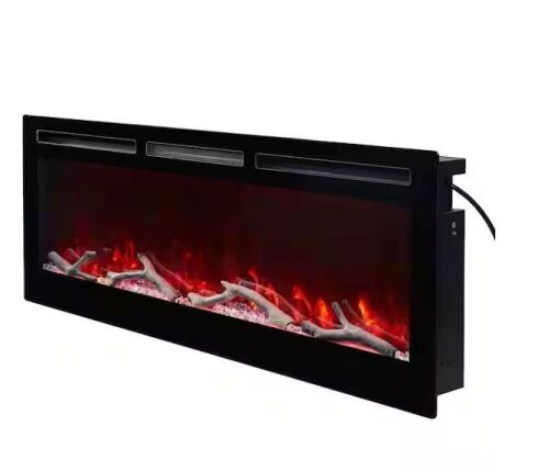 42 in. Wall Mount and Recessed Electric Fireplace in Black  - Lot 59