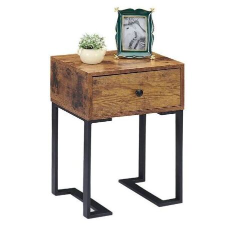VECELO 1-Drawer Brown Modern Nightstand Open Shelf 21.9 in. H x 13.4 in. W x 15.7 in. D  - Lot 141