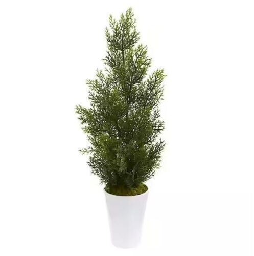 Nearly Natural Indoor/Outdoor 27 in. Mini Cedar Artificial Pine Tree in Decorative Planter  - Lot 179