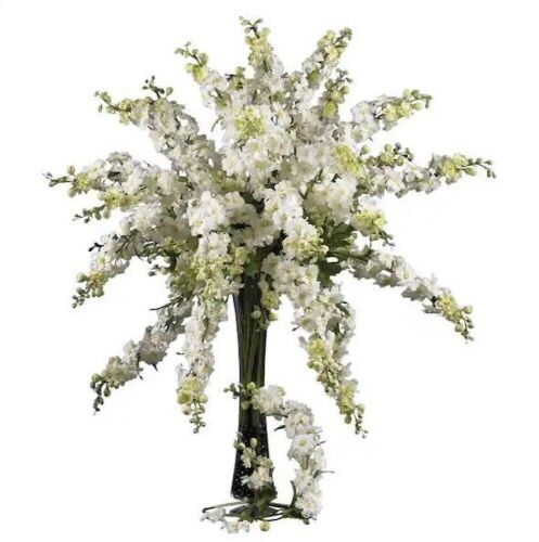 Nearly Natural 38.5 in. Artificial H White Delphinium Stem, Set of 12  - Lot 209