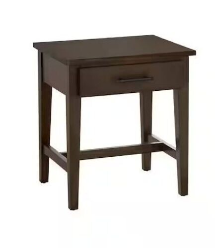 Bellamy Rectangular Smoke Brown Wood 1 Drawer End Table, 20 in. W x 22 in. H  - Lot 172