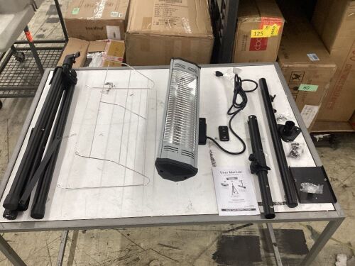 Heat Storm Tradesman 1500-Watt Electric Outdoor Infrared Quartz Portable Space Heater with Tripod, Wall and Ceiling Mount  - Lot 674
