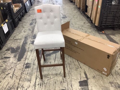 StyleWell Beckridge Biscuit Beige Upholstered Bar Stools with Tufted Back, Set of 2 - 1 Has Light Damage - Lot 315