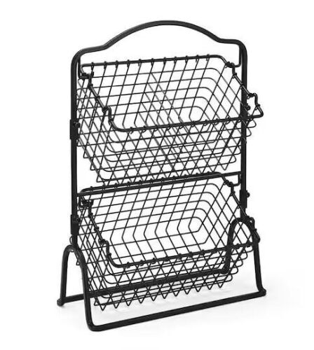 Mikasa Gourmet Basics Grid 2 Tier Metal Wire Basket Black  - Lot 742