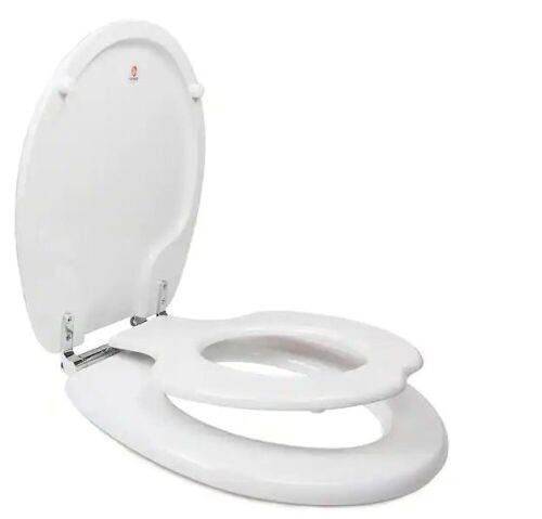 Lot of (2) TinyHiney Slow Close Children's Round Closed Front Toilet Seat in White - 1 is New - Lot 704