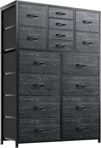 16 Drawer Tall Black Dresser  - Lot 29