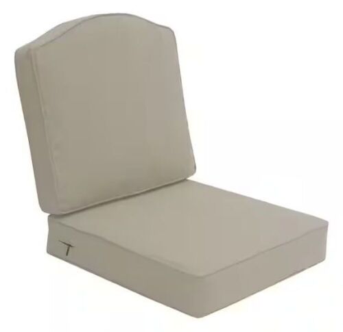 Lot of (4) Hampton Bay Laurel Oaks 23.75 in. x 24 in. Two Piece Outdoor Lounge Chair Cushion in Putty  - Lot 76
