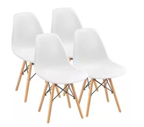Eames White Pre Assembled Mid Century Modern Style Dining Chair, Set of 4 - Lot 20
