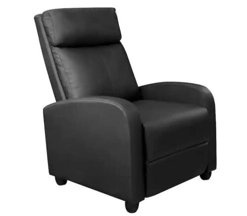Black Single Recliner Chair Padded Seat PU Leather - Lot 21