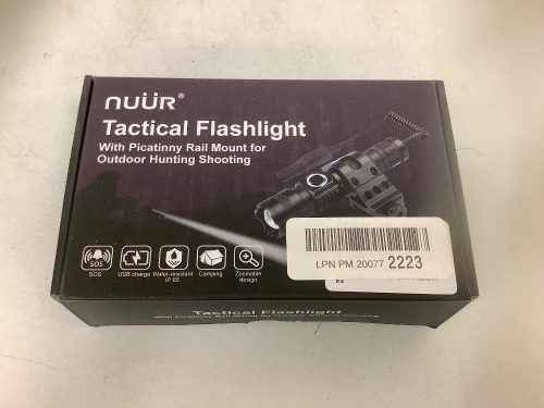 Rail Mount Tactical Flashlight, Appears new, Works, Sold as is - Lot 494B