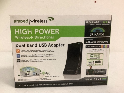 High Power Dual Band USB Adapter, Appears New/Sealed, Sold as is - Lot 91