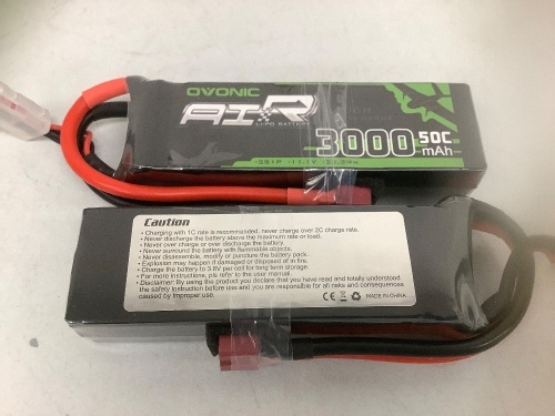 Ovonic 2 Pack 3S 11.1V 3000mAh 50C Lipo Battery, Appears New, Sold as is - Lot 189