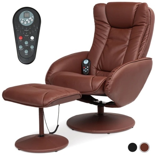 Faux Leather Electric Massage Recliner Chair w/ Stool Ottoman, Remote$349.99 - Lot 112