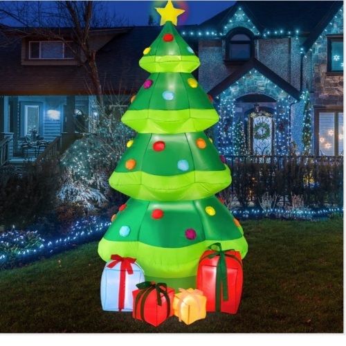Inflatable Christmas Tree Outdoor Blow Up Decor w/ 10 LED Lights - 10ft $149.99 - Lot 117