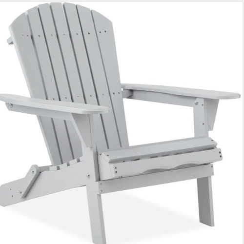 Folding Wooden Adirondack Chair, Accent Furniture w/ Natural Woodgrain Gray $119.99 - Lot 122