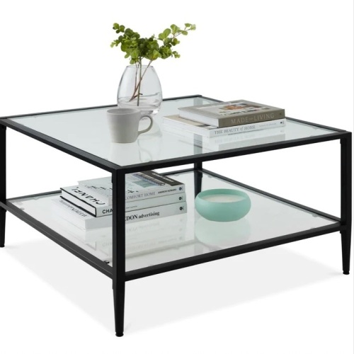 2-Tier Large Square Coffee Table Living Room Accent w/ Glass Top - 32"$179.99 - Lot 133