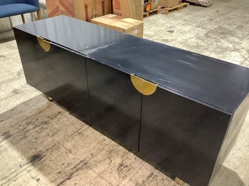 Black cabinet 6' long 30" tall cosmetic damage - Lot 170