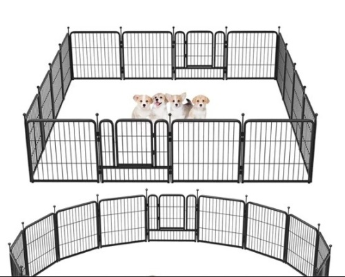 FXW Rollick Dog Playpen Outdoor, 16 Panels 24" Height Dog Fence Exercise Pen with Doors for Small Dogs, Pet Puppy Playpen for RV, Camping, Yard - Lot 197