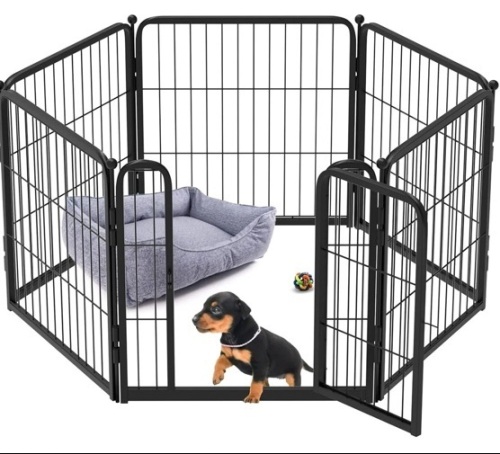FXW HomePlus Dog Playpen Indoor, 6 Panels 24" Height Dog Fence Exercise Pen for small Dogs, inside Pet Puppy Playpen with Silicone Foot Pads and Muffler Tubes - Lot 199