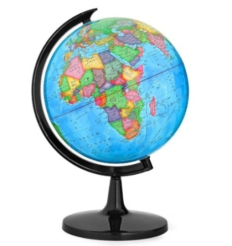 World Globe with Stand with silver stand - Lot 207