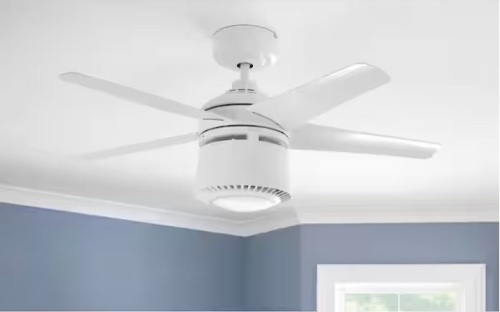 Air Filtering 48 in. Integrated LED Indoor White Ceiling Fan with Light Kit and Remote with Color Changing Technology - Lot 212